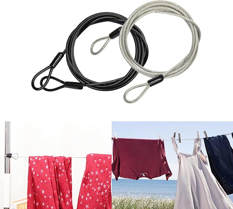 GOMRQING 100CM/3.3ft 3mm Outdoor Travel Security Cable Lock,Braided Steel Coated Safety Cable Luggage Lock,Safety Cable Wire Rope Double Loop Lightweight (2 Pack) - Image 5